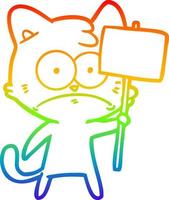 rainbow gradient line drawing cartoon nervous cat vector