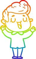 rainbow gradient line drawing happy cartoon man vector