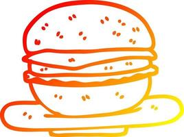 warm gradient line drawing cartoon burger vector