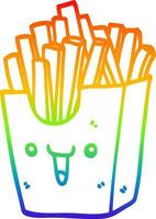 rainbow gradient line drawing cute cartoon box of fries vector