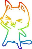 rainbow gradient line drawing cartoon cat hissing vector