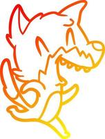 warm gradient line drawing laughing fox running away vector