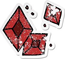 distressed sticker cartoon doodle of some ruby gems vector