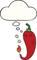 cartoon hot chili pepper and thought bubble vector