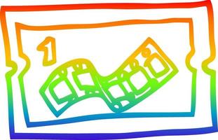 rainbow gradient line drawing cartoon movie ticket vector