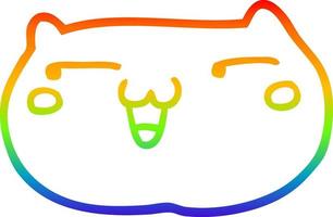 dibujo de línea de gradiente de arco iris cara de gato de dibujos animados vector