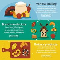 Bakery products banner horizontal set, flat style vector