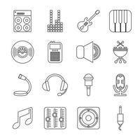 Recording studio symbols icons set, outline style vector