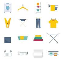 Tumble dryer icons set flat vector isolated