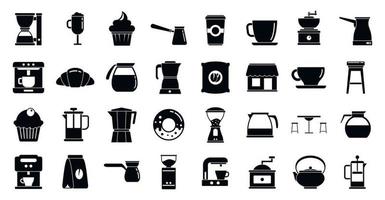 conjunto de iconos de cafetería, estilo simple vector