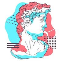 Hand drawn David bust Vector. Marble statue. vector