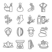 Spa salon icons set, outline style vector