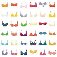 Bra icons set flat vector isolated