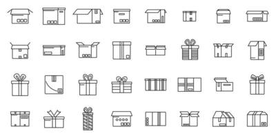 Box icons set outline vector. Gift present vector