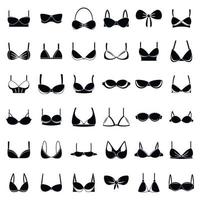 Woman bra icons set, simple style vector
