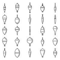 conjunto de iconos de bobber de pesca, estilo de contorno vector