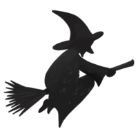 sorcière silhouette aquarelle clipart, halloween peint à la main