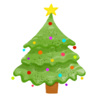 árbol de navidad acuarela, decoración navideña pintada a mano png