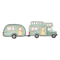 Watercolor camper van, Hand painted camping supplies png