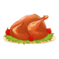 Watercolor Roasted Turkey, Hand painted decoration clipart png