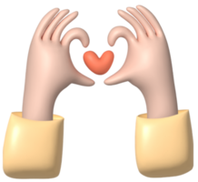 hands holding heart illustration 3d render , png