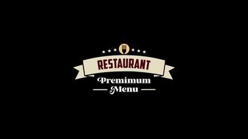 vídeo gráfico de movimento de animação de palavra de menu premium de restaurante com canal alfa, uso de fundo transparente para banner de site, cupom, promoção de venda, publicidade, marketing video