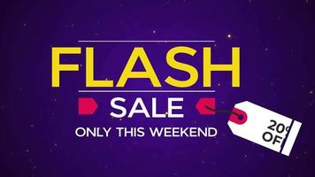 venta flash solo este fin de semana 20 de descuento en video gráfico en movimiento. promoción de venta, publicidad, marketing, sitio web. material de archivo 4k libre de derechos de autor.