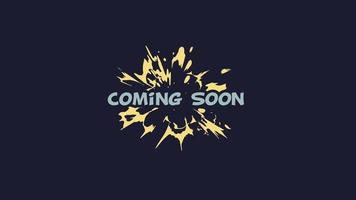 Coming soon. Design concept with with 2d explosion. Promotion banner illustration video