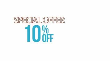 special offer 10 off word animation motion graphic video with Alpha Channel, transparent background use for web banner, coupon, sale promotion, advertising, marketing video