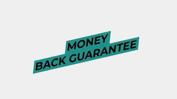 money back guarantee animated text for sale motion graphic video with Alpha Channel, transparent background use for web banner, coupon, sale promotion, advertising, marketing video