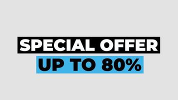 oferta especial até 80 off word animation motion graphic video com canal alfa, uso de fundo transparente para banner da web, cupom, promoção de venda, publicidade, vídeo de marketing