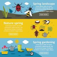 Spring nature banner horizontal set, flat style vector