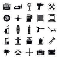 Car tire fitting icons set, simple style vector