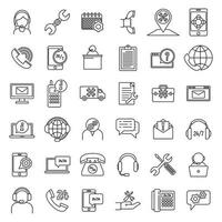 Call service center icons set, outline style vector