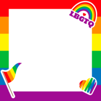 quadro de orgulho. símbolos lgbt. amor, coração, bandeira nas cores do arco-íris, desfile gay, lésbica, ilustração vetorial png
