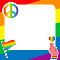marco de orgullo simbolos lgbt amor, corazón, bandera en los colores del arco iris, gay, desfile lésbico, ilustración vectorial png