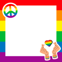 quadro de orgulho. símbolos lgbt. amor, coração, bandeira nas cores do arco-íris, desfile gay, lésbica, ilustração vetorial