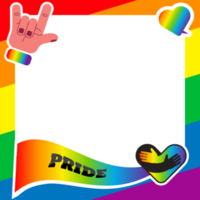 Pride frame. LGBT symbols. Love, heart, flag in rainbow colours, Gay, lesbian parade, Vector  illustration png