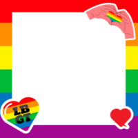 cadre de fierté. symboles lgbt. amour, cœur, drapeau aux couleurs de l'arc-en-ciel, gay, défilé lesbien, illustration vectorielle png