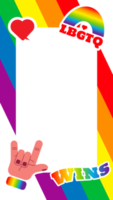 Pride frame stories. LGBT symbols. Love, heart, flag in rainbow colours, Gay, lesbian parade, template png