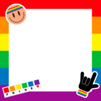 Pride frame. LGBT symbols. Love, heart, flag in rainbow colours, Gay, lesbian parade, Vector  illustration png