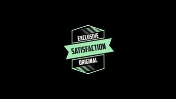 exclusive satisfaction original word animation motion graphic video with Alpha Channel, transparent background use for website banner, coupon, sale promotion, advertising, marketing 4K Footage