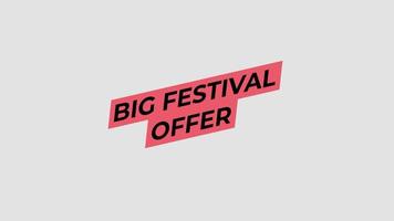 big festival word animation motion graphic video with Alpha Channel, transparent background use for web banner,sale promotion,advertising, marketing transparent background