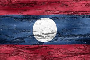 3D-Illustration of a Laos flag - realistic waving fabric flag photo