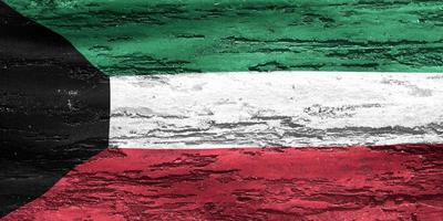 Ilustración 3d de una bandera de kuwait - bandera de tela ondeante realista foto