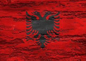 Albania flag - realistic waving fabric flag photo