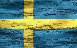 3D-Illustration of a Sweden flag - realistic waving fabric flag photo