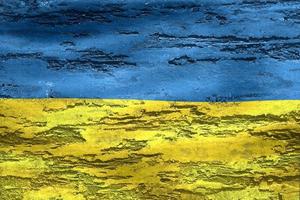 Ilustración 3d de una bandera de ucrania - bandera de tela ondeante realista foto