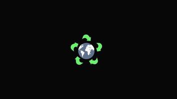 icônes colorées du globe, dans le monde entier, de la terre, de la planète fond transparent avec canal alpha video