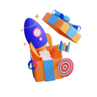 3D rocket business illustration png